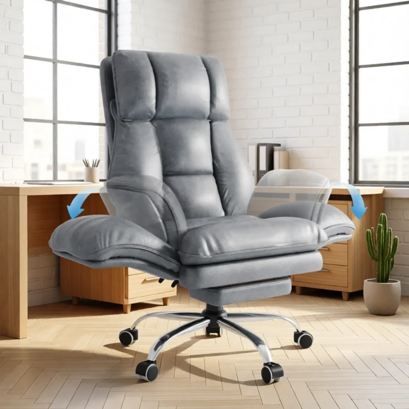 Fauteuil de bureau « nuage » XXL, accoudoirs rabattables – Gris simili cuir Fauteuil de bureau « nuage » XXL, accoudoirs rabattables – Gris simili cuir