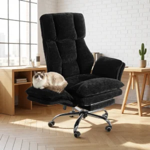 Fauteuil de bureau « nuage » XXL, accoudoirs rabattables – Noir chenille Fauteuil de bureau « nuage » XXL, accoudoirs rabattables – Noir chenille