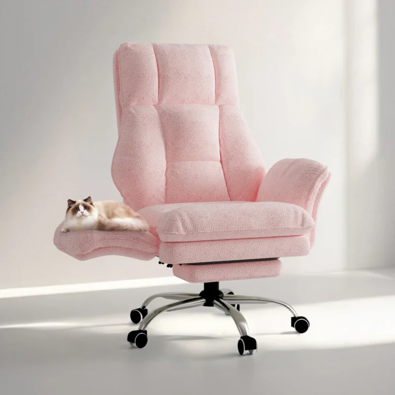 Fauteuil de bureau « nuage » XXL, accoudoirs rabattables – Rose bouclette Fauteuil de bureau « nuage » XXL, accoudoirs rabattables – Rose bouclette