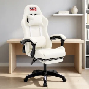 Fauteuil gamer inclinable 135° avec repose-pieds – 7 coloris – Blanc Fauteuil gamer inclinable 135° avec repose-pieds – 7 coloris – Blanc