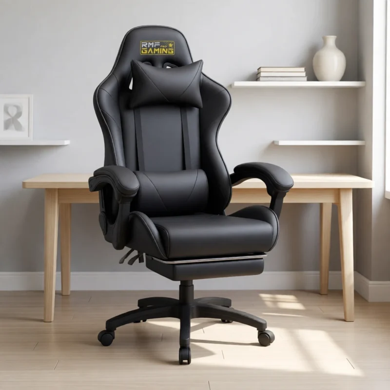 Fauteuil gamer inclinable 135° avec repose-pieds – 7 coloris – Noir Fauteuil gamer inclinable 135° avec repose-pieds – 7 coloris – Noir