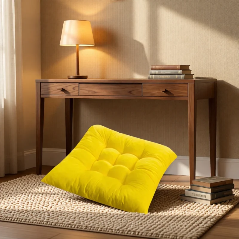 Galette de chaise matelassée 40 × 40 cm, 10 coloris – Jaune
