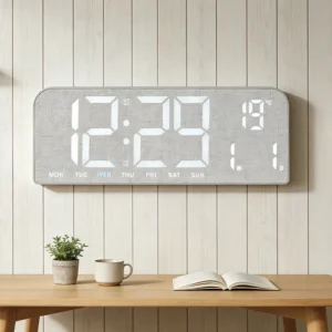 Horloge numérique grand écran, murale ou à poser – vue 3 Horloge numérique grand écran, murale ou à poser – vue 3