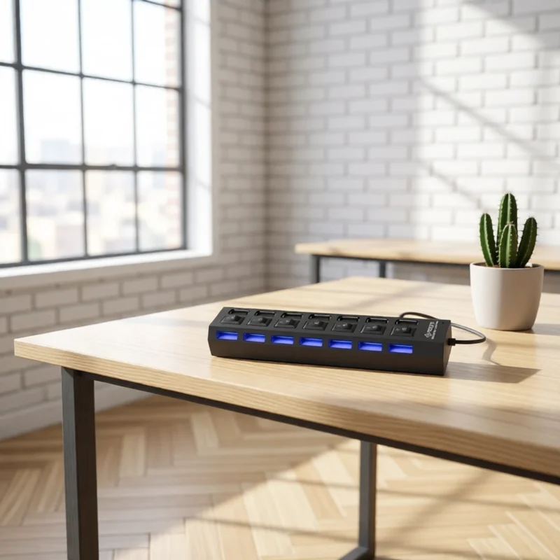 Hub USB 4 ou 7 ports avec interrupteurs – vue 6 Hub USB 4 ou 7 ports avec interrupteurs – vue 6