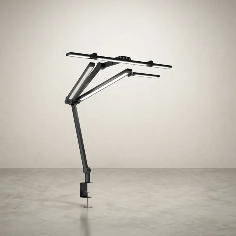 Lampe de bureau LED à pince, 3 rampes lumineuses orientables