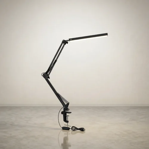 Lampe de bureau LED à pince, bras articulé