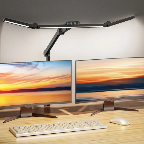 Lampe de bureau LED à pince, 3 rampes lumineuses orientables – vue 5