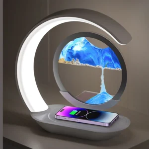 Lampe sablier à sable mouvant avec chargeur à induction