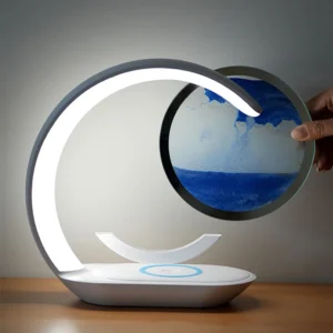Lampe sablier à sable mouvant avec chargeur à induction – vue 2