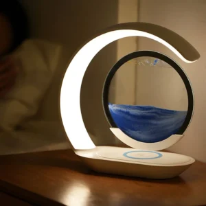 Lampe sablier à sable mouvant avec chargeur à induction – vue 4