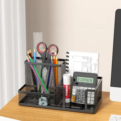 Organiseur de bureau en métal grillagé noir – vue 4