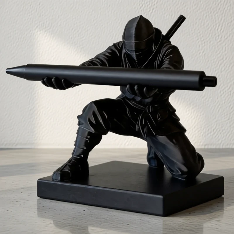 Porte-stylo figurine ninja ou chevalier