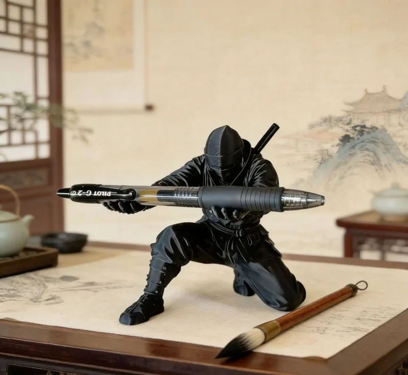 Porte-stylo figurine ninja ou chevalier – vue 3