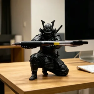Porte-stylo figurine samouraï agenouillé