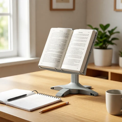 Pupitre de lecture réglable en hauteur et inclinaison sur un bureau