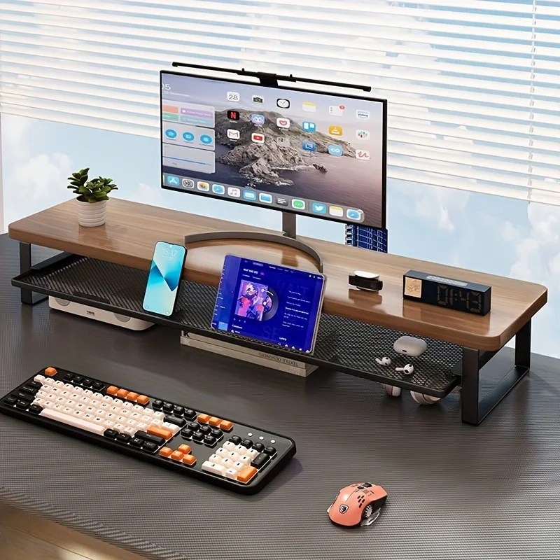 Rehausseur d’écran 70 cm avec étagère grillagée – vue 2