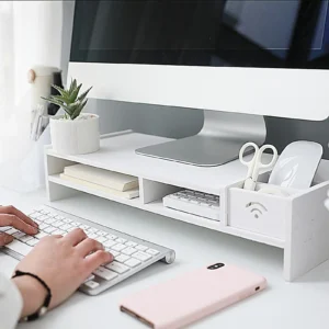 Réhausseur d’écran 3 niveaux, blanc Réhausseur d’écran 3 niveaux, blanc