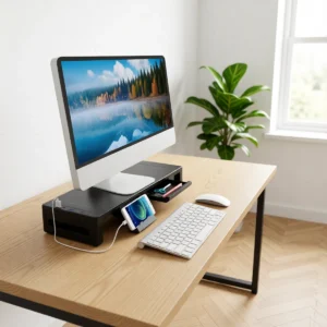 Réhausseur d’écran pliable avec tiroir et USB Réhausseur d’écran pliable avec tiroir et USB