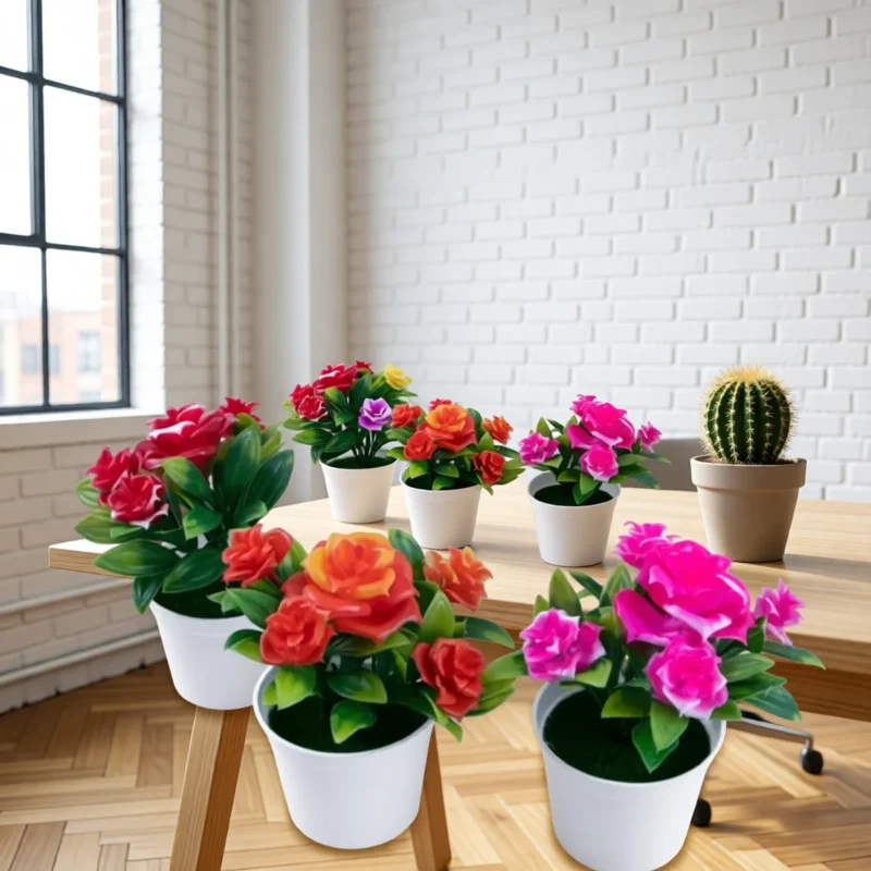 Rosier artificiel en pot – 5 couleurs Rosier artificiel en pot – 5 couleurs