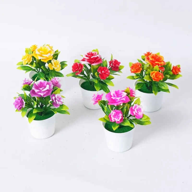 Rosier artificiel en pot – 5 couleurs – vue 2 Rosier artificiel en pot – 5 couleurs – vue 2