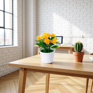 Rosier artificiel en pot – 5 couleurs – Jaune Rosier artificiel en pot – 5 couleurs – Jaune