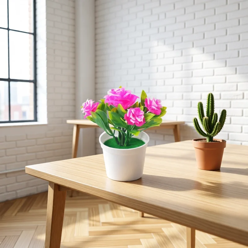 Rosier artificiel en pot – 5 couleurs – Rose Rosier artificiel en pot – 5 couleurs – Rose