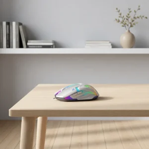 Souris gaming filaire à éclairage RGB – Blanc