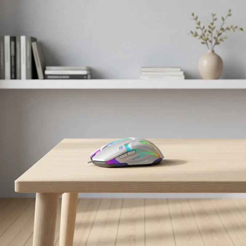 Souris gaming filaire à éclairage RGB – Blanc