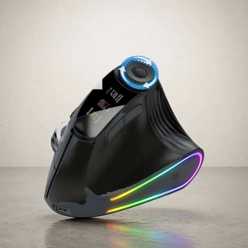 Souris verticale ergonomique rechargeable, molette métal Souris verticale ergonomique rechargeable, molette métal