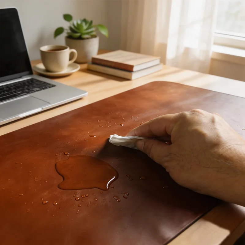 Sous-main en cuir véritable pleine fleur, fait main – vue 4 Sous-main en cuir véritable pleine fleur, fait main – vue 4