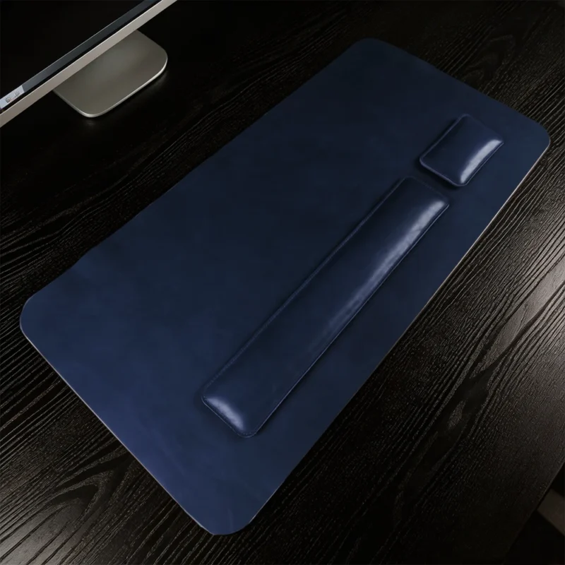 Sous-main en cuir véritable pleine fleur, fait main – Bleu Sous-main en cuir véritable pleine fleur, fait main – Bleu