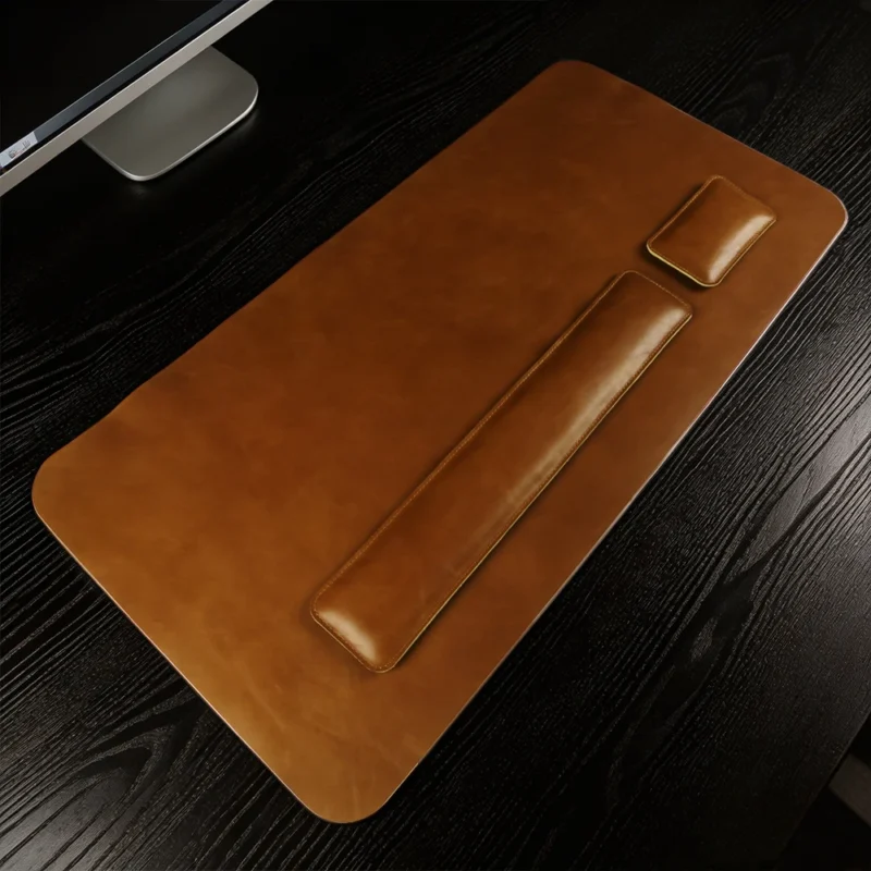 Sous-main en cuir véritable pleine fleur, fait main – Cognac Sous-main en cuir véritable pleine fleur, fait main – Cognac
