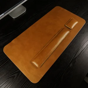 Sous-main en cuir véritable pleine fleur, fait main – Jaune moutarde Sous-main en cuir véritable pleine fleur, fait main – Jaune moutarde