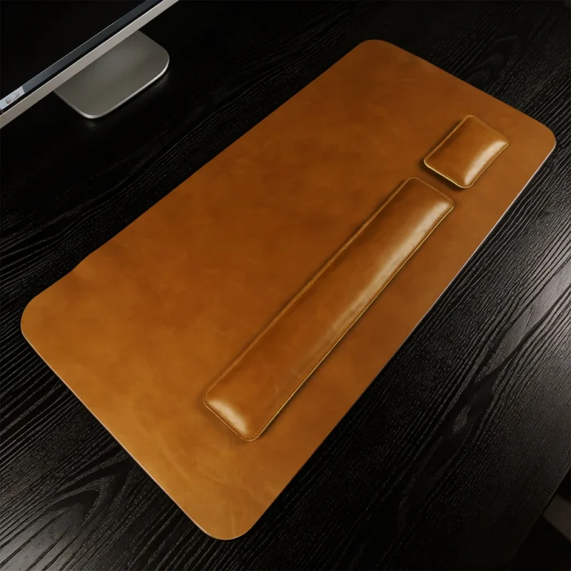Sous-main en cuir véritable pleine fleur, fait main – Jaune moutarde Sous-main en cuir véritable pleine fleur, fait main – Jaune moutarde