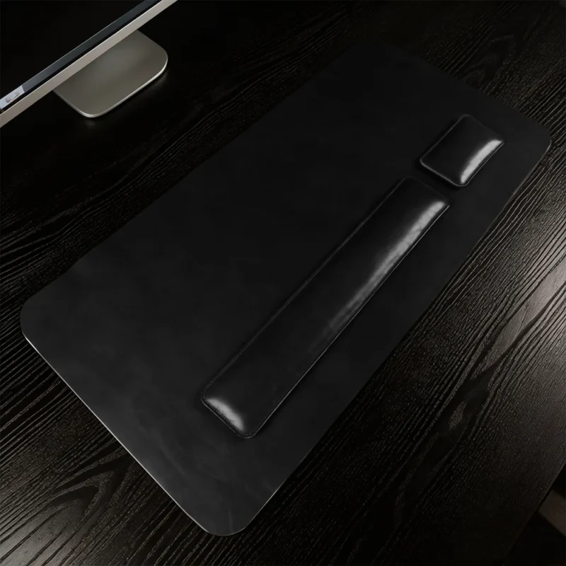 Sous-main en cuir véritable pleine fleur, fait main – Noir Sous-main en cuir véritable pleine fleur, fait main – Noir