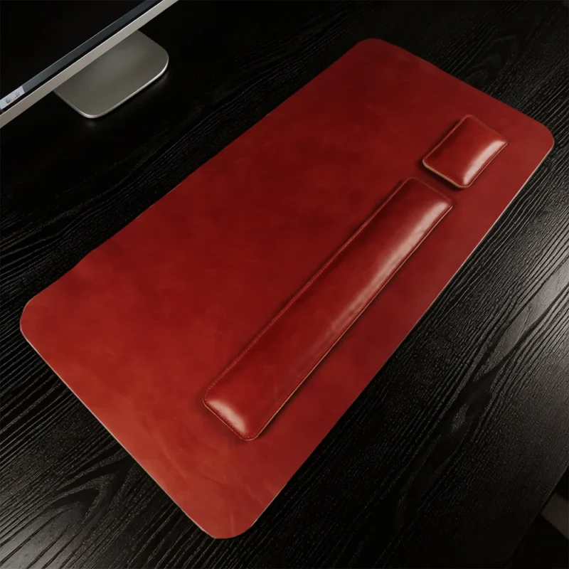 Sous-main en cuir véritable pleine fleur, fait main – Rouge Sous-main en cuir véritable pleine fleur, fait main – Rouge