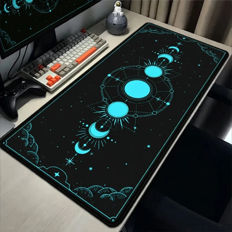 Sous-main phases de lune, style céleste – Noir et turquoise Sous-main phases de lune, style céleste – Noir et turquoise