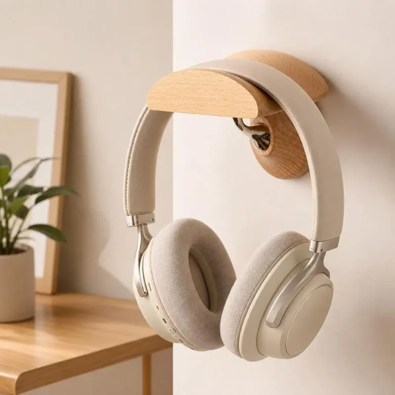 Support de casque mural en bois massif – vue 4 Support de casque mural en bois massif – vue 4