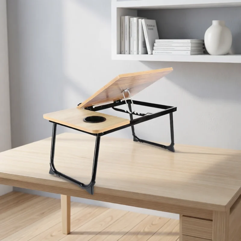 Table de lit pliable en bambou pour ordinateur portable – vue 2 Table de lit pliable en bambou pour ordinateur portable – vue 2