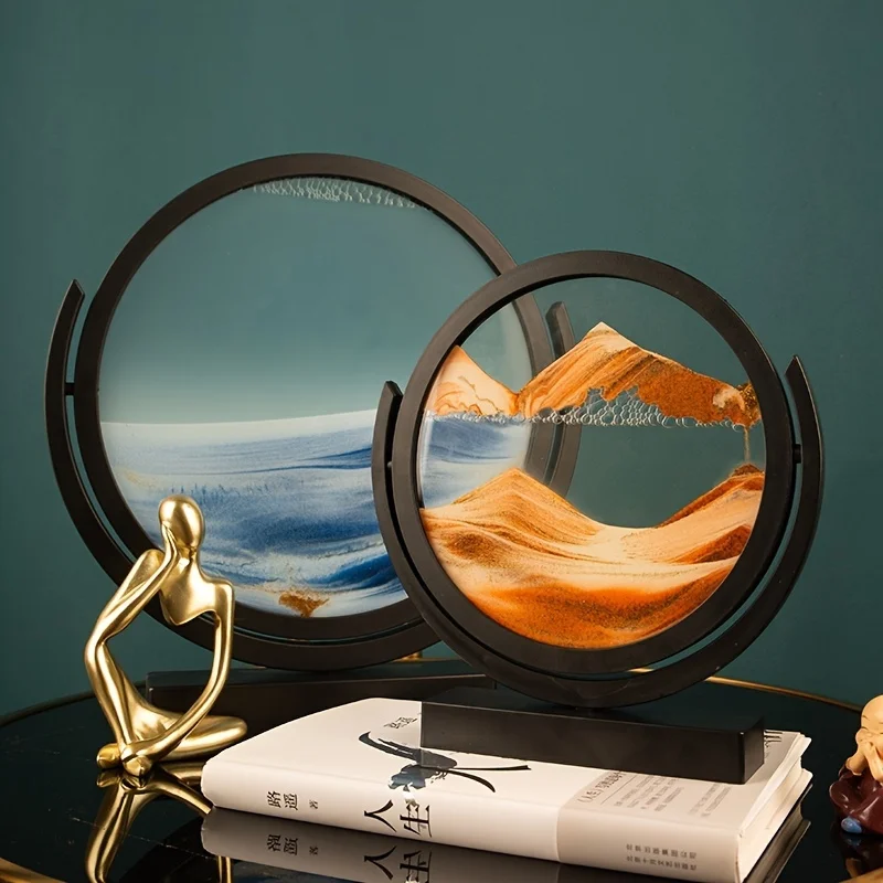 Tableau de sable mouvant 3D, cadre rond – vue 3