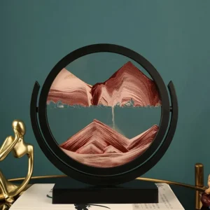 Tableau de sable mouvant 3D, cadre rond – Terre cuite