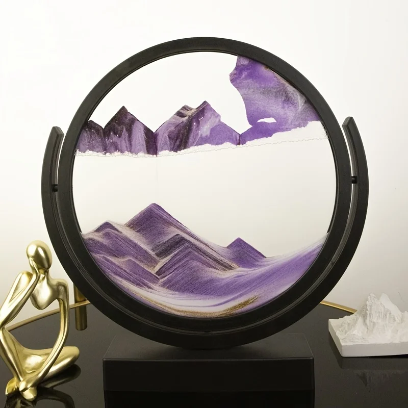 Tableau de sable mouvant 3D, cadre rond – Violet