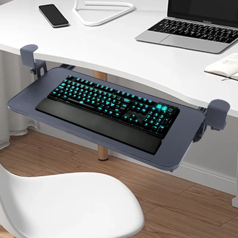 Tablette coulissante pour clavier, à fixer sans perçage Tablette coulissante pour clavier, à fixer sans perçage