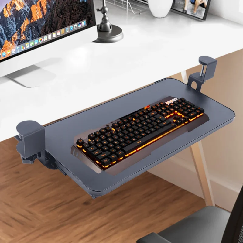 Tablette coulissante pour clavier, à fixer sans perçage – vue 2 Tablette coulissante pour clavier, à fixer sans perçage – vue 2