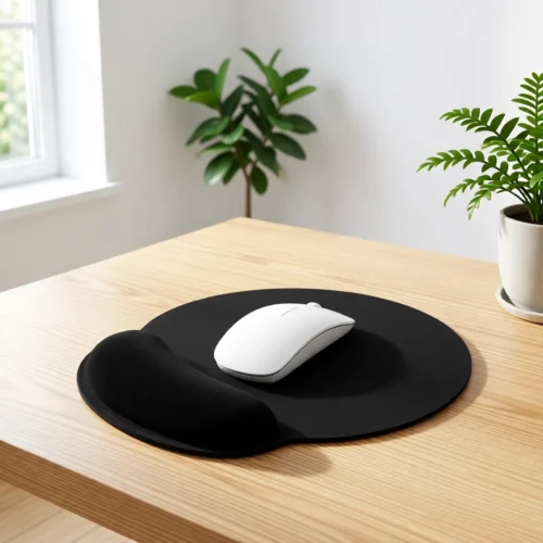 Tapis de souris avec repose-poignet en mousse – Noir