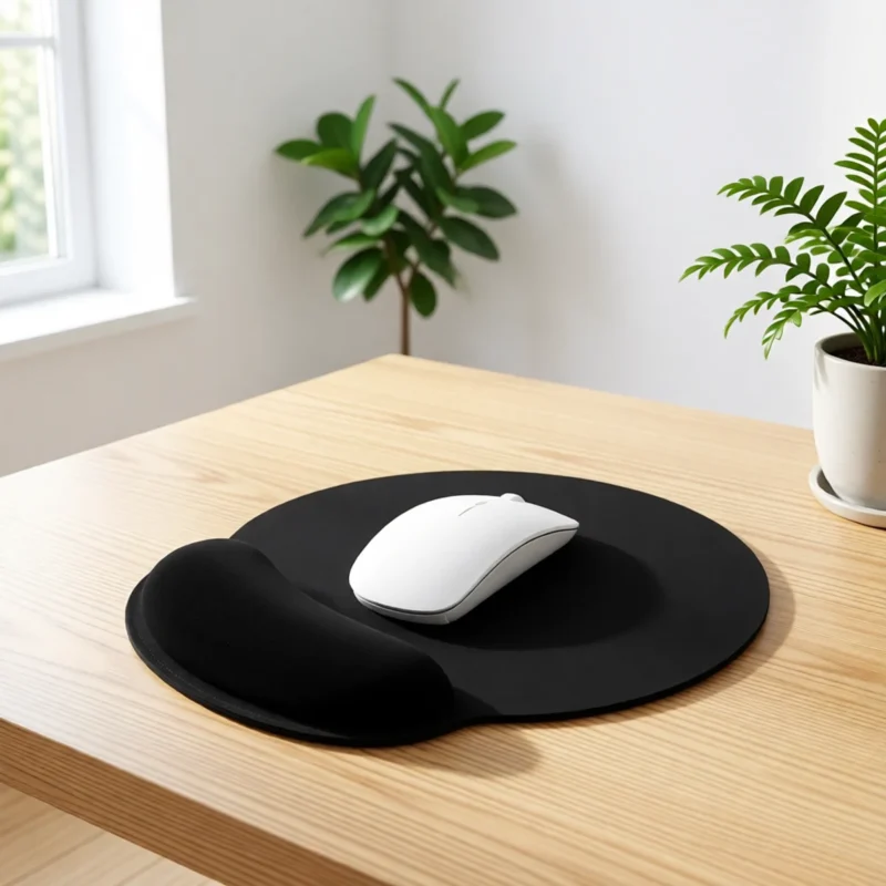 Tapis de souris avec repose-poignet en mousse – Noir