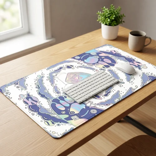 Tapis de souris XXL « patte de chat » en situation Tapis de souris XXL « patte de chat » sur un bureau
