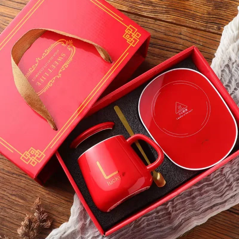 Tasse chauffante rechargeable en céramique, 400 ml – Rouge Tasse chauffante rechargeable en céramique, 400 ml – Rouge