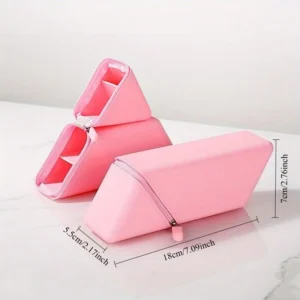 Trousse pot à crayons pliable en silicone – Rose